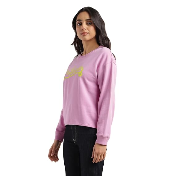 Creston Threads Cotton Blend Multicolor Crew Neck Sweatshirt with Bold Graphic Print