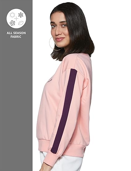 Cosyre Cotton Blend Multicolor Graphic Printed Crew Neck Sweatshirt for Women