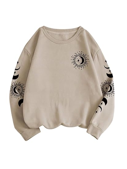 Wintara Women's Cozy Sun & Moon Graphic Print Sweatshirt – Soft, Stylish & Casual Wear