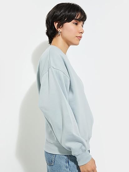 UltimaWear Women’s Cotton Crew Neck Solid Oversized Sweatshirt for Cozy Casual Style