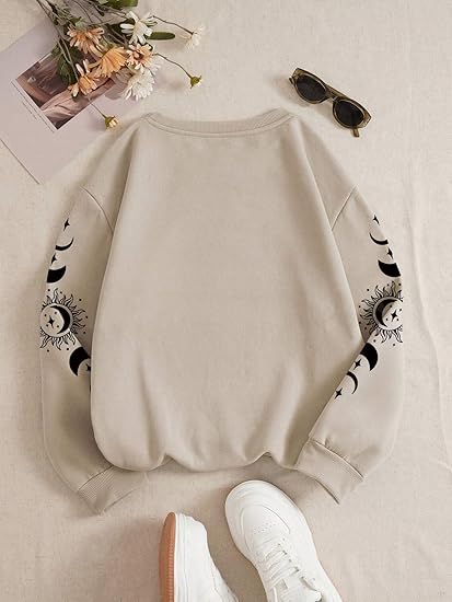 Wintara Women's Cozy Sun & Moon Graphic Print Sweatshirt – Soft, Stylish & Casual Wear
