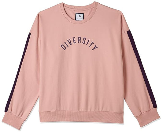 Cosyre Cotton Blend Multicolor Graphic Printed Crew Neck Sweatshirt for Women